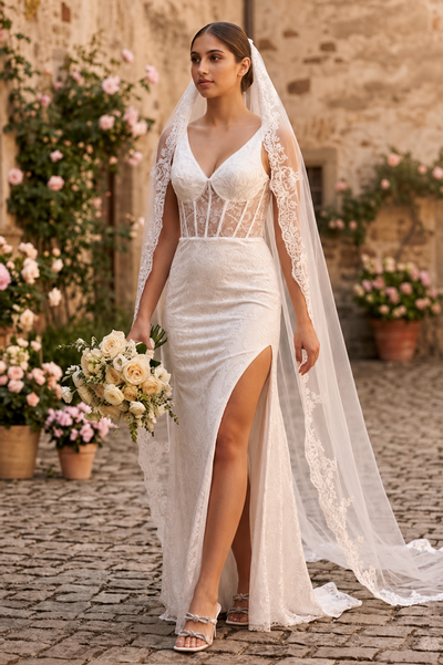 Bridal Gown Wedding Sleeveless V-Neck Sheath Dress By May Queen MQ2102