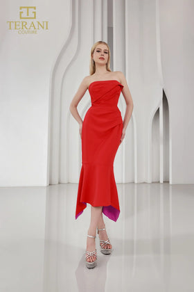 Terani Couture 251C4173 Sophisticated Formal Cocktail Sleeveless Evening Twill Dress