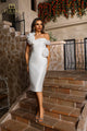 Wedding Dresses Fitted Bodycon Knee Length Wedding Dress Ivory