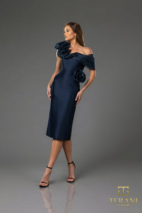 Terani Couture 251C4175 Elegant Cocktail Homecoming One-Shoulder Formal Mikado Dress
