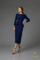 Terani Couture 251c4638b Full Sleeves Sheath Navy Short Cocktail Dress