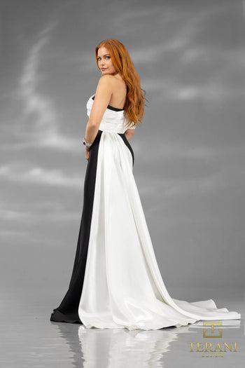 Terani Couture 251E4205 Vestido de sirena de un solo hombro con sobrefalda