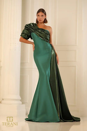 Terani Couture 251E4205 Evening Asymmetrical One-Shoulder Formal Premium Dress