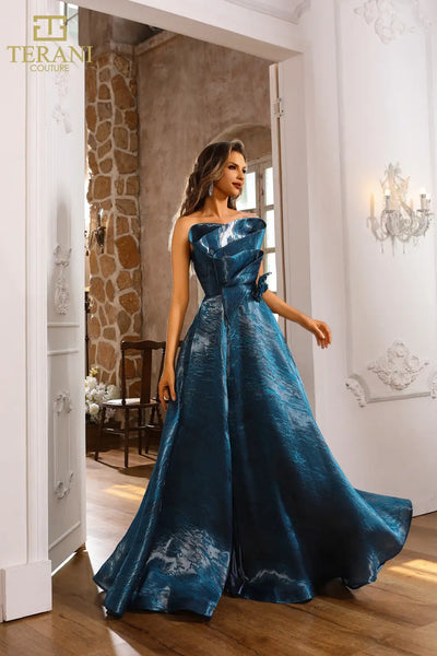 Terani Couture 251E4287 Elegant Glamorous Evening A-Line Formal Shimmer Burnout Dress