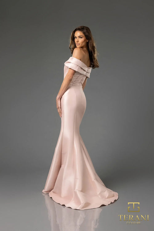 Terani Couture 251E4565 Sophisticated Formal Off-Shoulder Trumpet Evening Mikado Dress