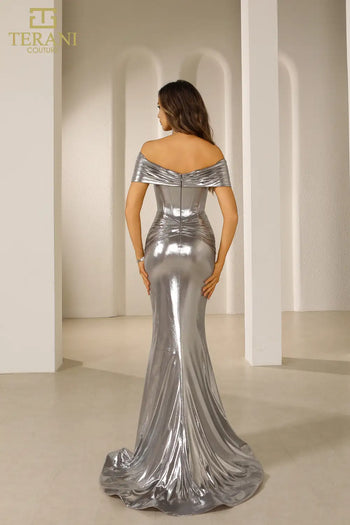 Terani Couture 251E4568 Vestido de noche formal largo de sirena con lentejuelas