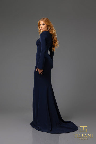 Terani Couture 251E4571 Elegant Long Sleeve Fitted Evening Gown