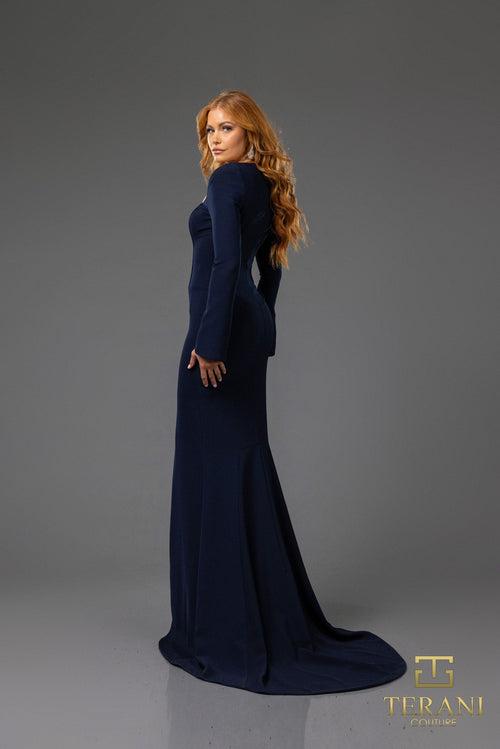 Terani Couture 251E4571 Elegant Long Sleeve Fitted Evening Gown