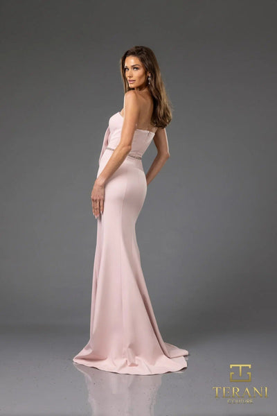 Terani Couture 251E4631 Sophisticated Evening Ruffled Long Formal Stretch Satin Dress