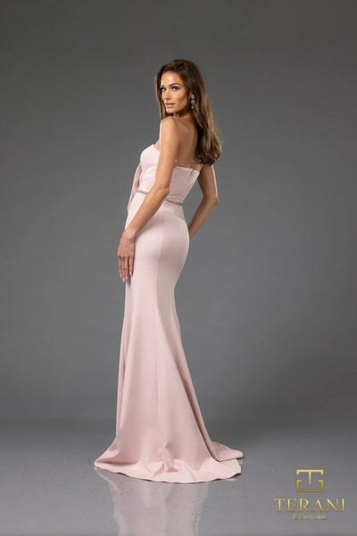 Terani Couture 251E4631 Glamorous Evening Sleeveless Long Formal Stretch Satin Dress