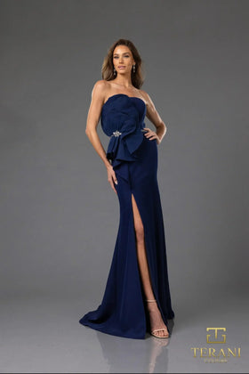 Terani Couture 251E4631 Glamorous Evening Sleeveless Long Formal Stretch Satin Dress