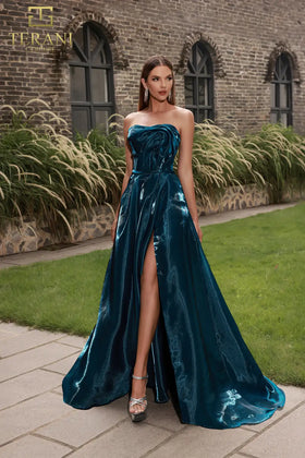 Terani Couture 251E4637 Elegant Glamorous Evening Prom Strapless A-Line Organza Dress
