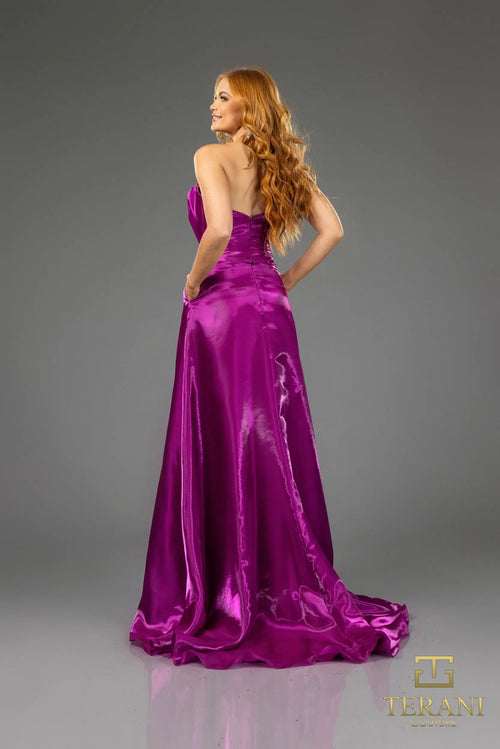 Terani Couture 251E4637 Sophisticated Formal A-Line Sleeveless Evening Organza Dress