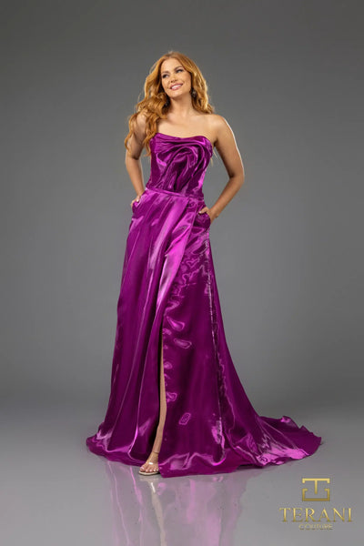 Terani Couture 251E4637 Sophisticated Formal A-Line Sleeveless Evening Organza Dress