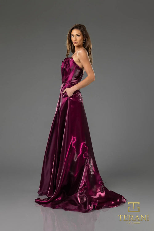 Terani Couture 251E4637 Sophisticated Formal A-Line Sleeveless Evening Organza Dress