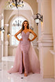 Prom Dresses Fitted Long Formal Beaded Prom Dress Blush