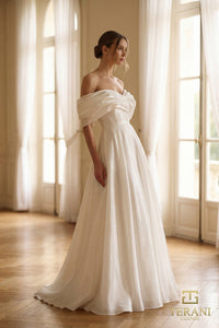 Terani Couture 251M4044 Glamorous Formal Wedding A-Line Draped Evening Chiffon Dress