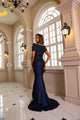 Terani Couture 251M4448 Vestido de noche formal largo metalizado