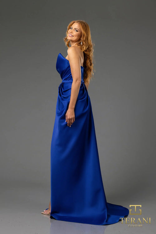 Terani Couture 251P4131 Elegant Glamorous Formal Strapless Evening Matte Satin Dress