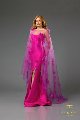 Terani Couture 251P4397 Elegant Sophisticated Prom Slit Evening Stretch Mikado Dress