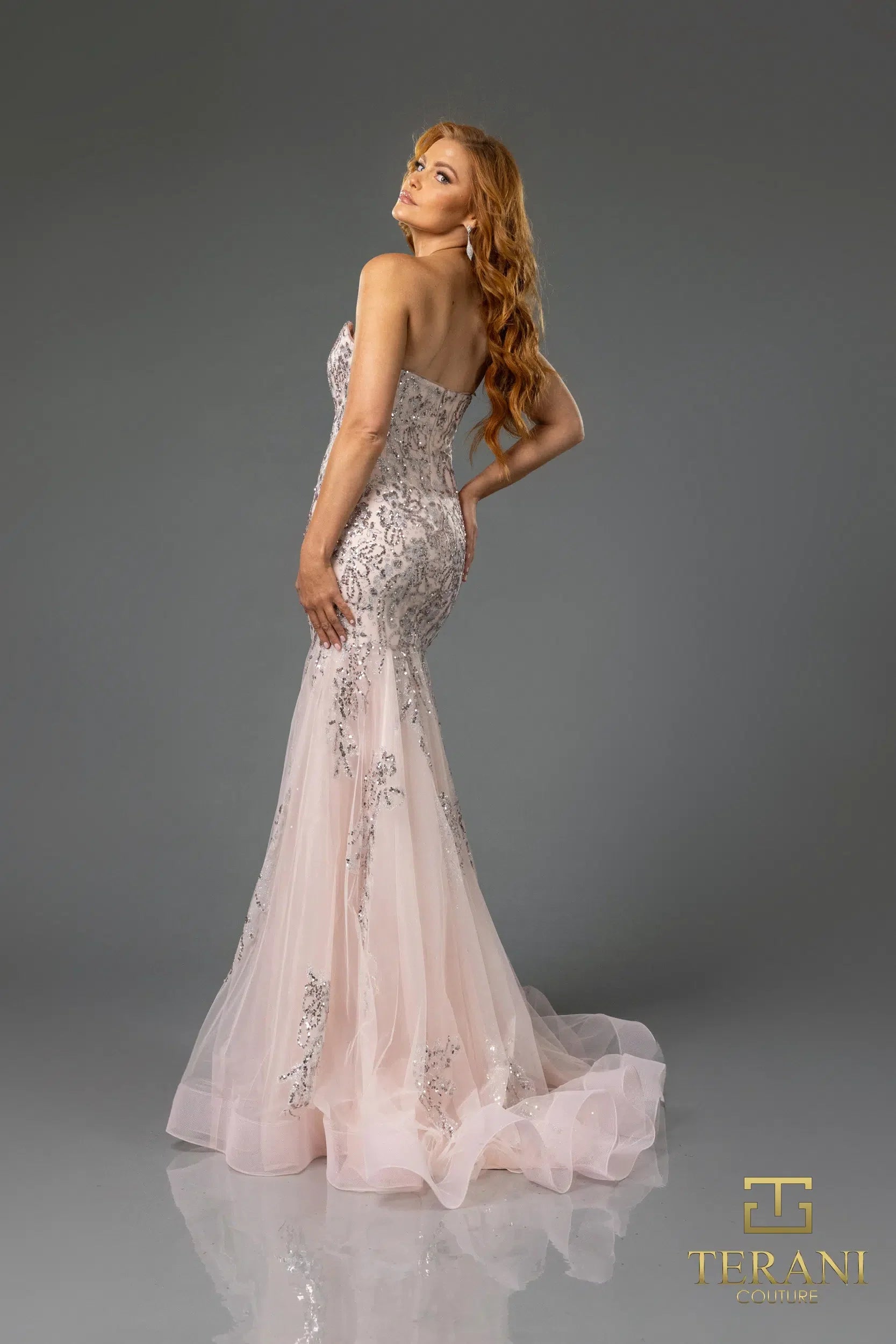 Terani Couture 251p4641 Sweetheart Beaded Tulle Strapless Trumpet Prom Dress