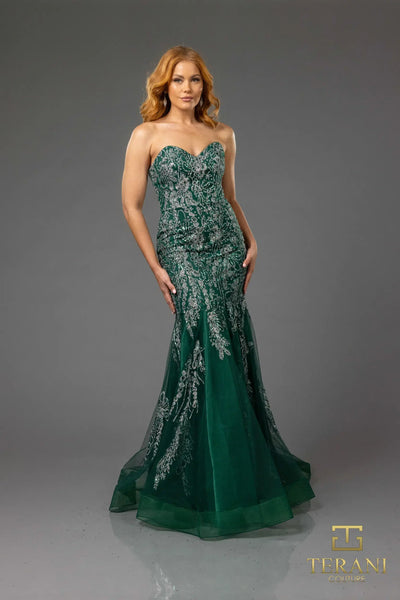 Terani Couture 251P4641 Prom Sweetheart Strapless Trumpet Evening Beaded Tulle Dress