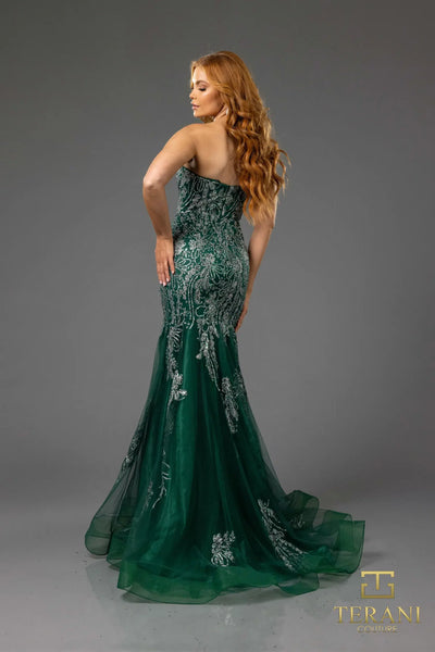 Terani Couture 251P4641 Prom Sweetheart Strapless Trumpet Evening Beaded Tulle Dress