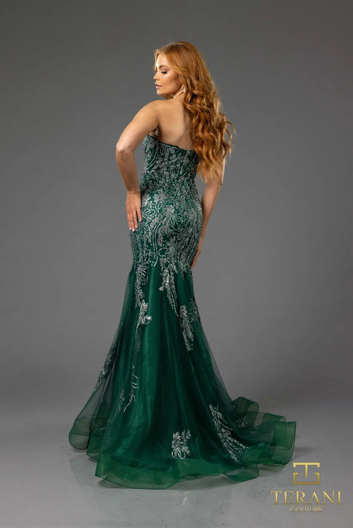 Terani Couture 251P4641 Prom Sweetheart Strapless Trumpet Evening Beaded Tulle Dress