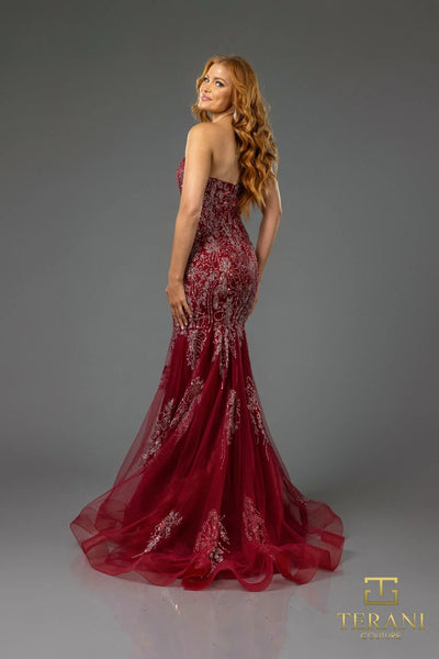Terani Couture 251P4641 Prom Sweetheart Strapless Trumpet Evening Beaded Tulle Dress