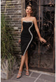 Terani Couture 251c4165 Bodycon Strapless Slit Knee Length Cocktail Dress