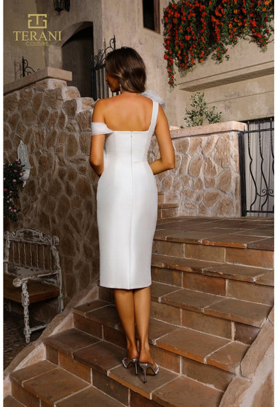 Terani Couture 251c4175 Assyemtric Sleeveless Mikado Bodycon Short Cocktail Dress