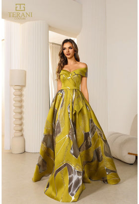 Terani Couture 251E4208 Elegant Off-Shoulder A-Line Slit Formal Premium Dress