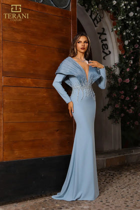 Terani Couture 251E4222 Glamorous Evening Mother of the Bride Long Formal Crepe Dress