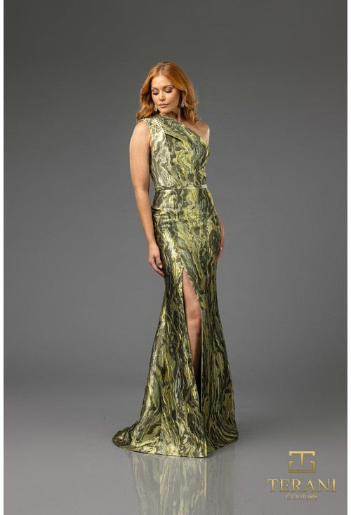 Terani Couture 251E4254 Sophisticated Evening Sheath Sleeveless Formal Jacquard Dress
