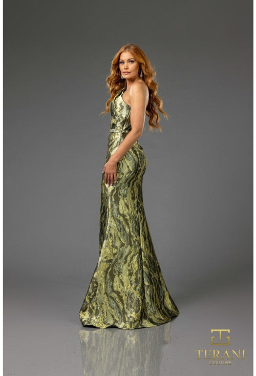 Terani Couture 251E4254 Sophisticated Evening Sheath Sleeveless Formal Jacquard Dress