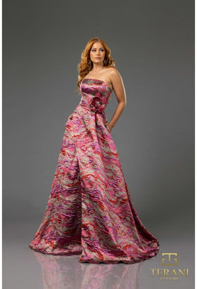Terani Couture 251E4269 Formal Prom Strapless Slit Long Evening Premium Dress