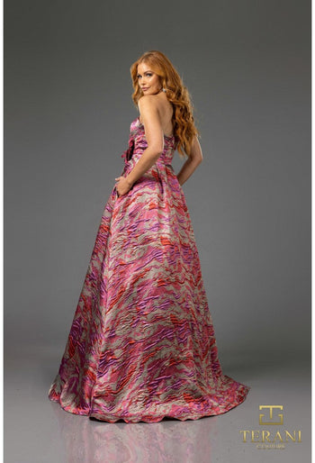 Terani Couture 251E4269 3D Floral Appliqué Long Ball Gown – Elegant Formal Evening & Prom Dress
