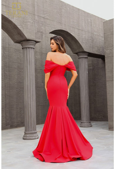 Terani Couture 251E4271 Prom Off-Shoulder Mermaid Long Evening Stretch Taffeta Dress