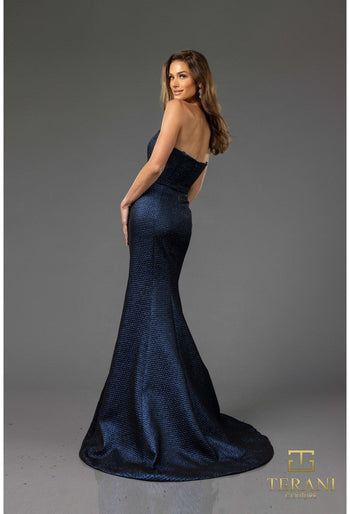 Terani Couture 251E4276 Metallic Fitted Long Evening Gown