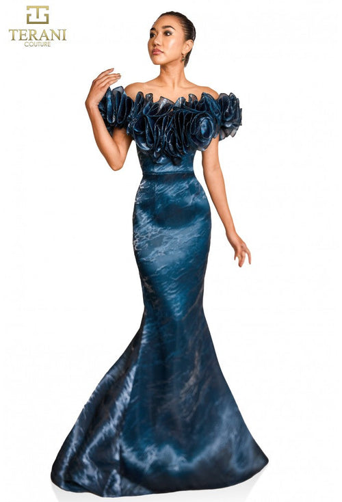 Terani Couture 251E4289 Sophisticated Evening Trumpet Sleeveless Formal Organza Dress