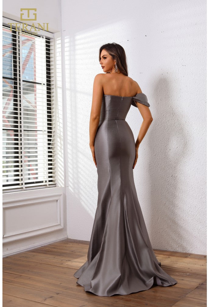 Terani Couture 251e4555 Fit And Flare Sleeveless Satin Evening Dress