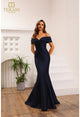 Terani Couture 251e4565 Off The-shoulder Trumpet Sleeveless Mikado Evening Dress