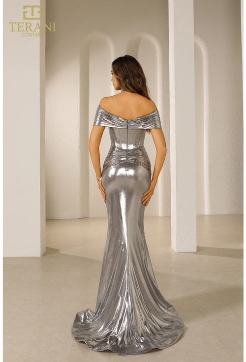 Terani Couture 251E4568 Sophisticated Evening Off-Shoulder Formal Sequin Tulle Dress