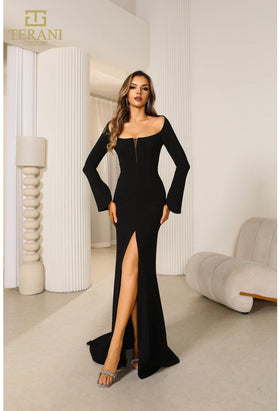 Terani Couture 251E4571 Elegant Formal Slit Long Sleeve Evening Premium Dress