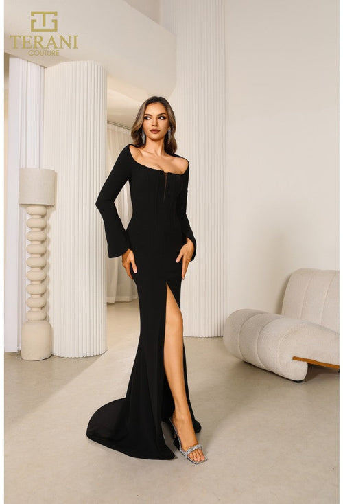 Terani Couture 251E4571 Elegant Formal Slit Long Sleeve Evening Premium Dress