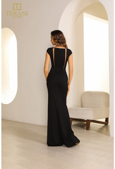 Terani Couture 251E4586 Sophisticated Elegant Evening Cap Sleeve Formal Jersey Dress