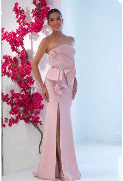 Terani Couture 251E4631 Glamorous Evening Sleeveless Long Formal Stretch Satin Dress