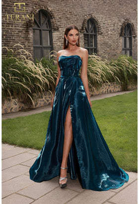 Terani Couture 251E4637 Sophisticated Formal A-Line Sleeveless Evening Organza Dress