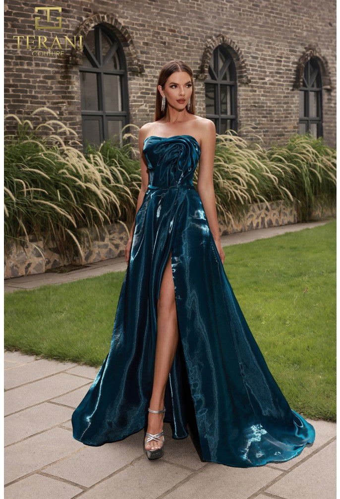 Terani Couture 251E4637 Sophisticated Formal A-Line Sleeveless Evening Organza Dress