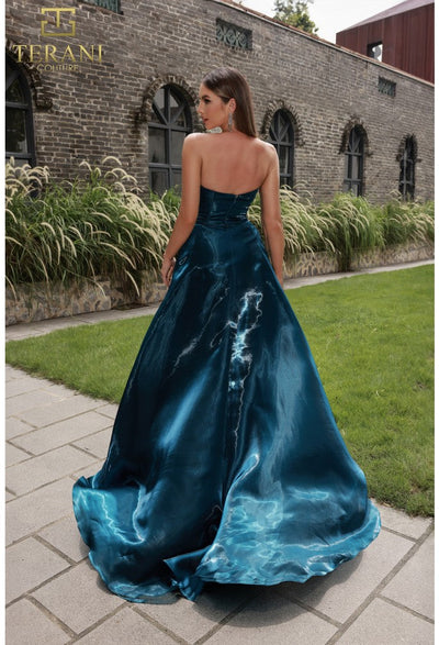 Terani Couture 251E4637 Sophisticated Formal A-Line Sleeveless Evening Organza Dress